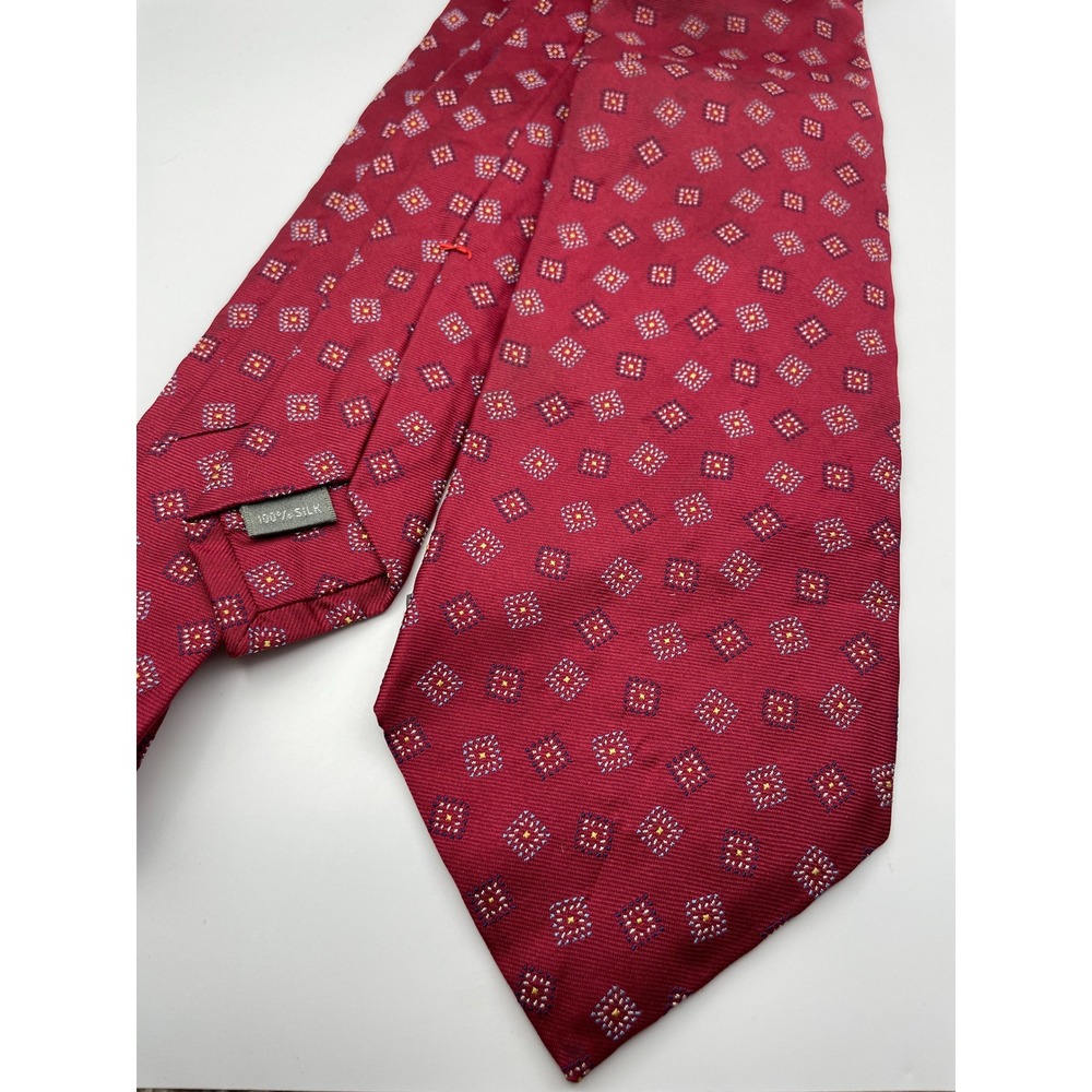 Daniel Cremieux Signature Sevenfold Burgundy Red Geometric Silk Tie Limited Ed